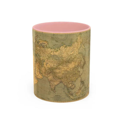 Asia and Adjacent Regions (1933) (Map) Accent Coffee Mug 11oz Pink - Go Mug Yourself