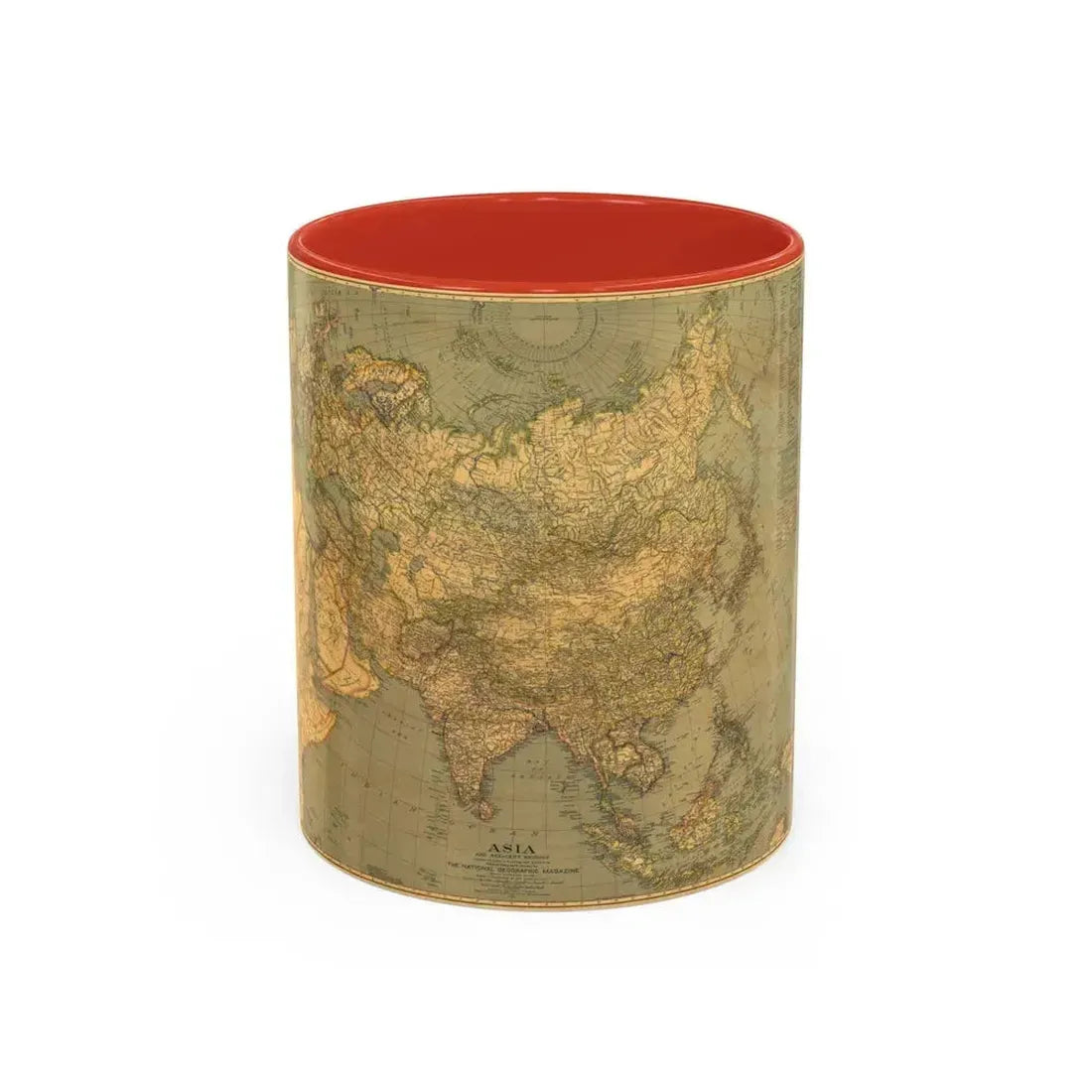 Asia and Adjacent Regions (1933) (Map) Accent Coffee Mug 11oz Red - Go Mug Yourself