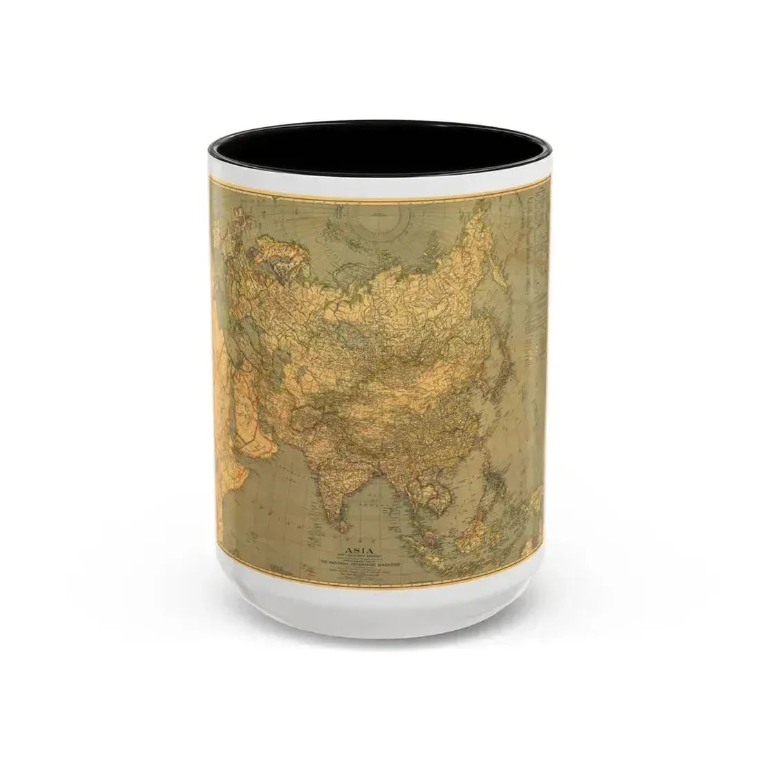 Asia and Adjacent Regions (1933) (Map) Accent Coffee Mug 15oz Black - Go Mug Yourself