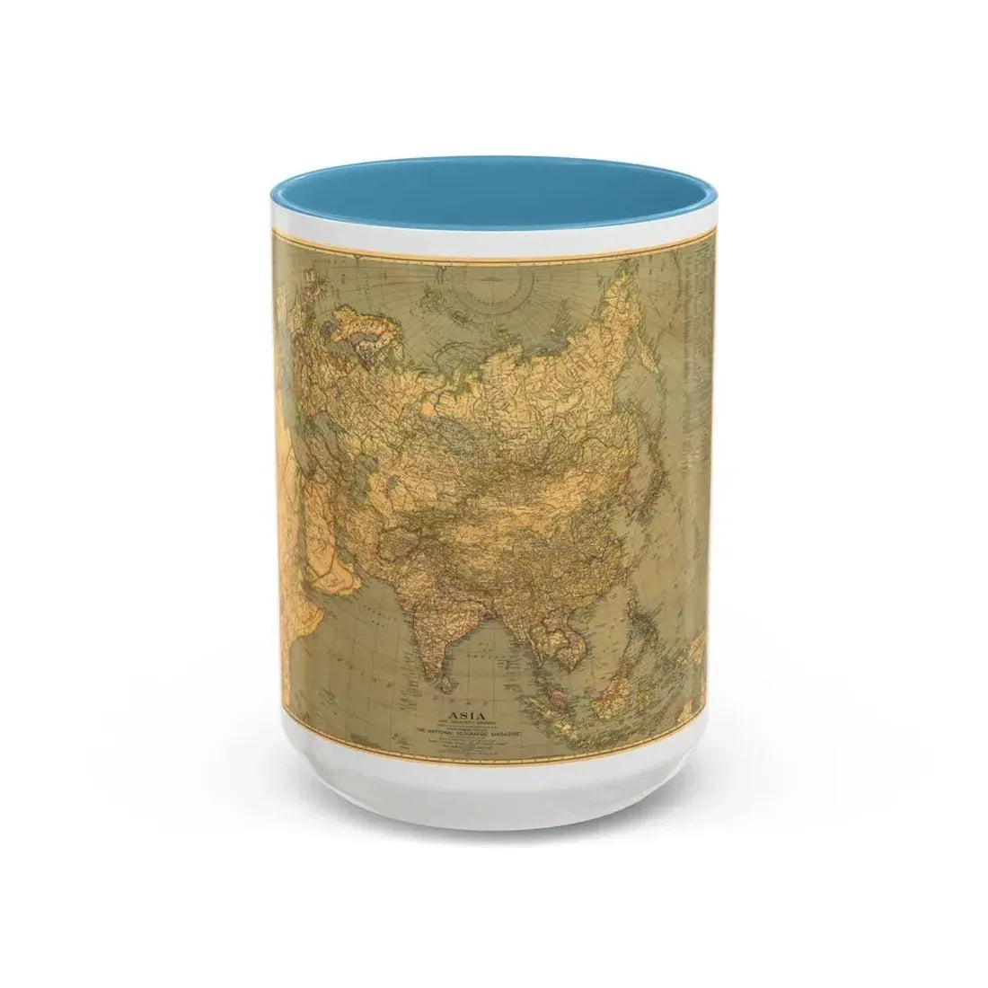 Asia and Adjacent Regions (1933) (Map) Accent Coffee Mug 15oz Light Blue - Go Mug Yourself
