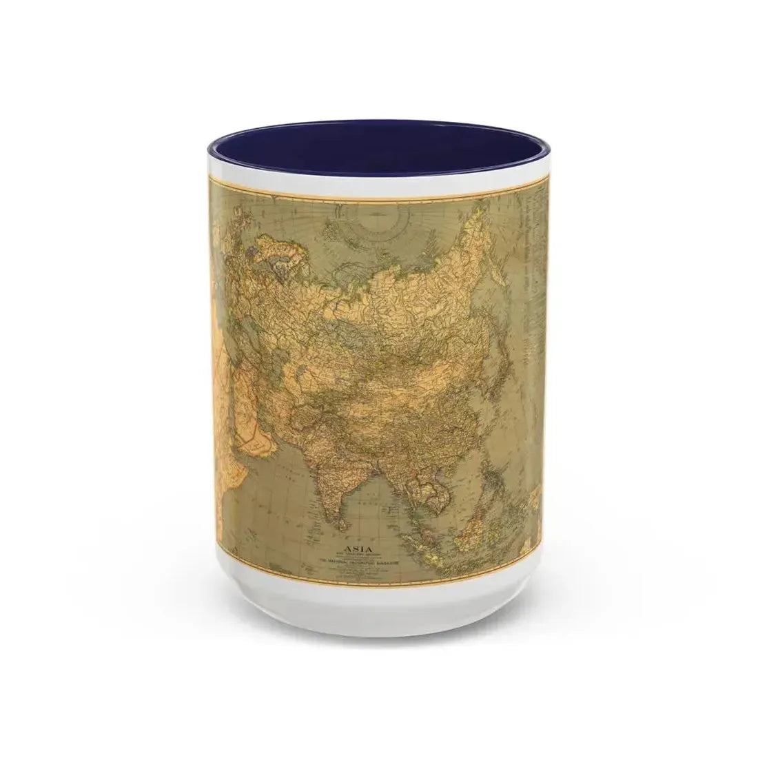 Asia and Adjacent Regions (1933) (Map) Accent Coffee Mug 15oz Navy - Go Mug Yourself