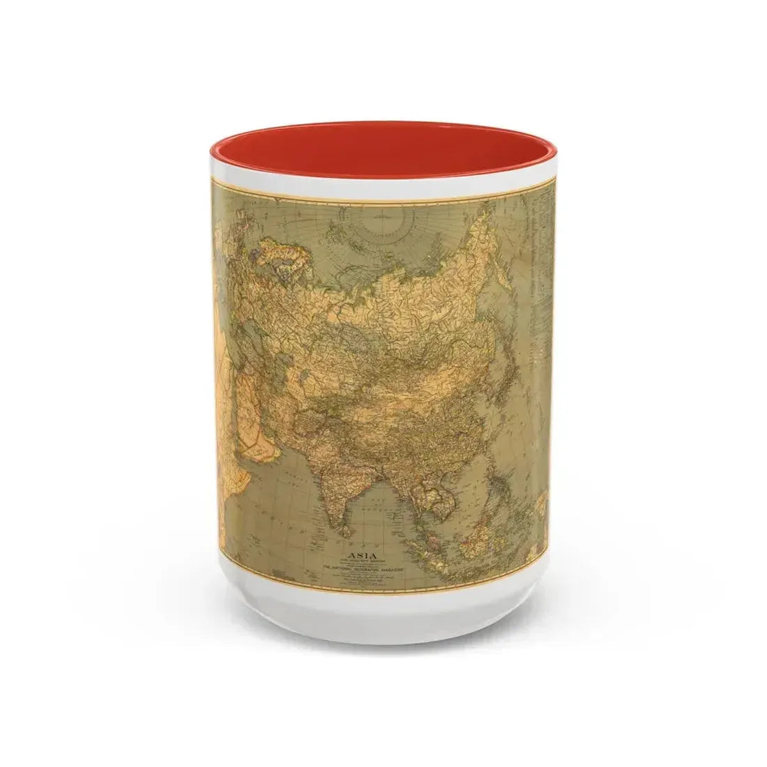 Asia and Adjacent Regions (1933) (Map) Accent Coffee Mug 15oz Red - Go Mug Yourself