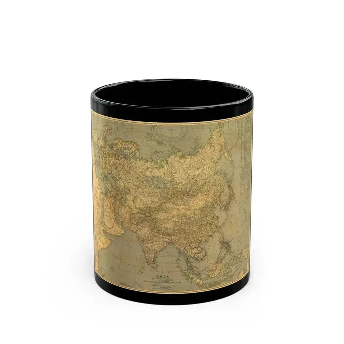 Asia and Adjacent Regions (1933) (Map) Black Coffee Mug 11oz - Go Mug Yourself