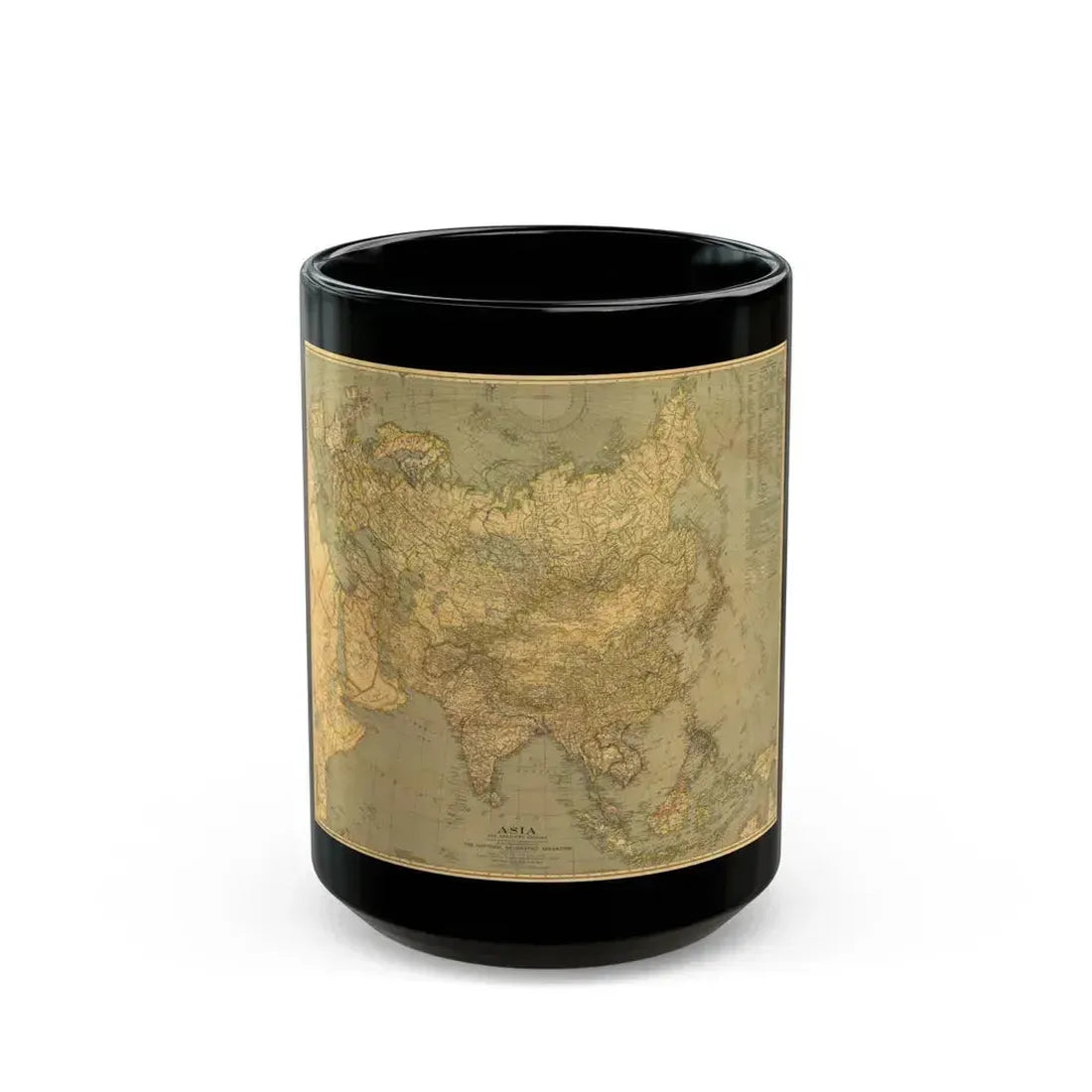 Asia and Adjacent Regions (1933) (Map) Black Coffee Mug 15oz - Go Mug Yourself
