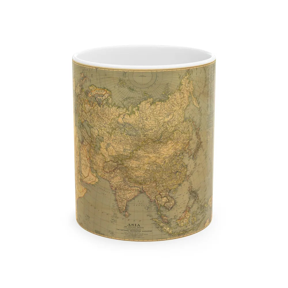 Asia and Adjacent Regions (1933) (Map) White Coffee Mug-11oz-Go Mug Yourself