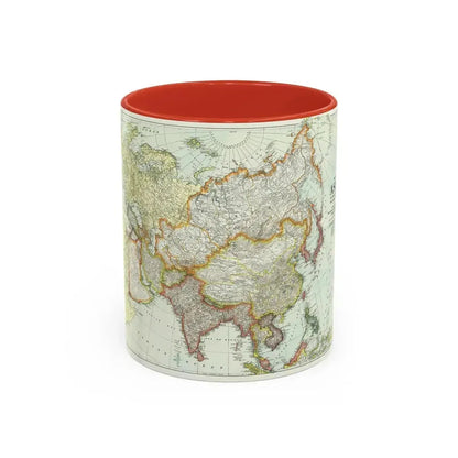 Asia and Adjoining Europe (1921) (Map) Accent Coffee Mug 11oz Red - Go Mug Yourself