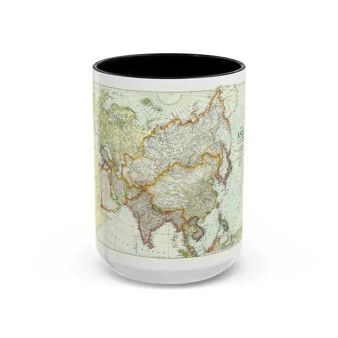 Asia and Adjoining Europe (1921) (Map) Accent Coffee Mug 15oz Black - Go Mug Yourself