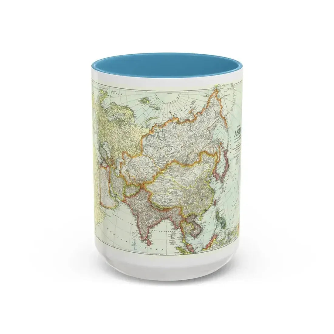 Asia and Adjoining Europe (1921) (Map) Accent Coffee Mug 15oz Light Blue - Go Mug Yourself