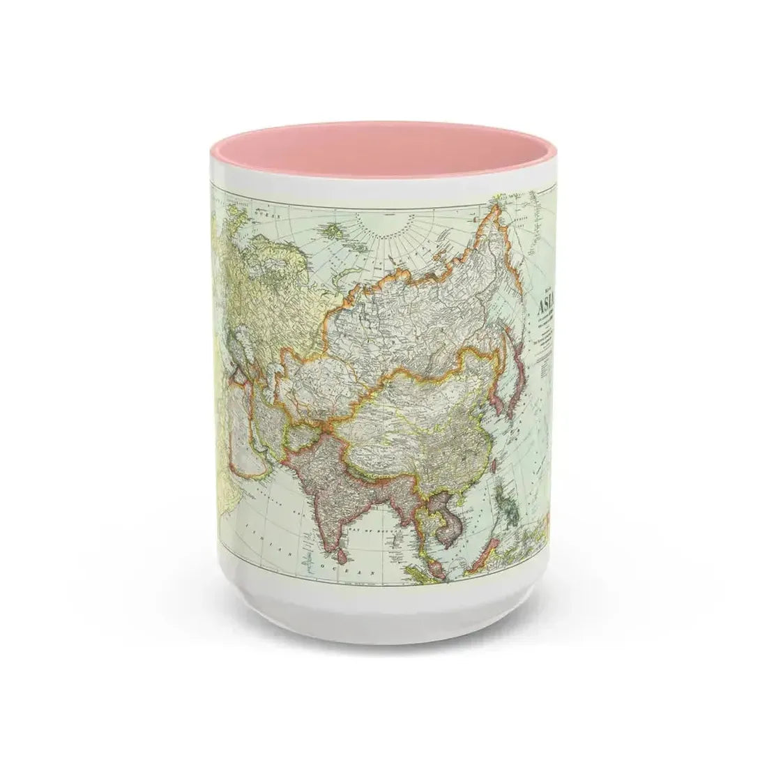 Asia and Adjoining Europe (1921) (Map) Accent Coffee Mug 15oz Pink - Go Mug Yourself