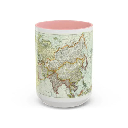 Asia and Adjoining Europe (1921) (Map) Accent Coffee Mug 15oz Pink - Go Mug Yourself