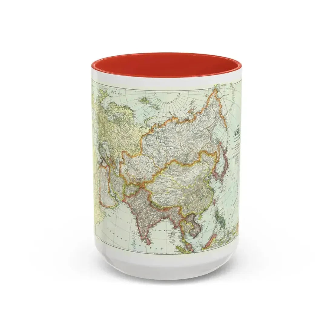 Asia and Adjoining Europe (1921) (Map) Accent Coffee Mug 15oz Red - Go Mug Yourself