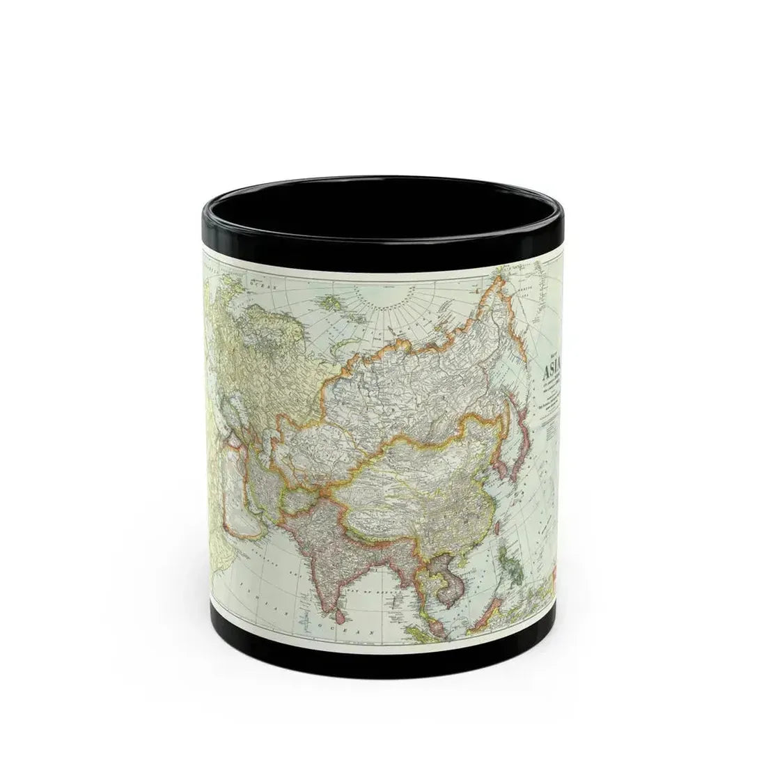Asia and Adjoining Europe (1921) (Map) Black Coffee Mug 11oz - Go Mug Yourself