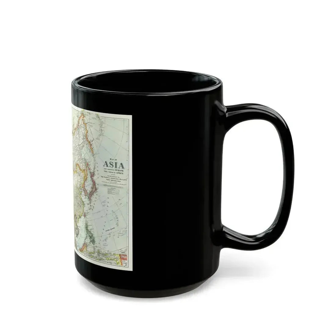 Asia and Adjoining Europe (1921) (Map) Black Coffee Mug - Go Mug Yourself