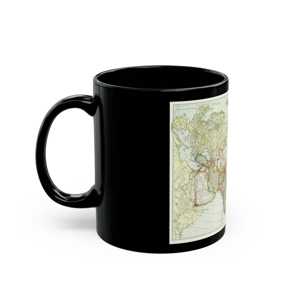 Asia and Adjoining Europe (1921) (Map) Black Coffee Mug-Go Mug Yourself