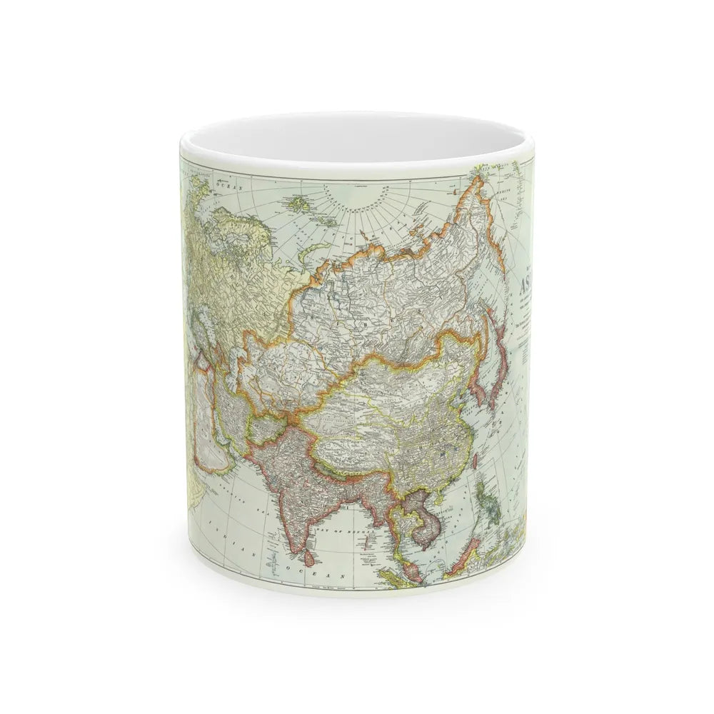 Asia and Adjoining Europe (1921) (Map) White Coffee Mug-11oz-Go Mug Yourself