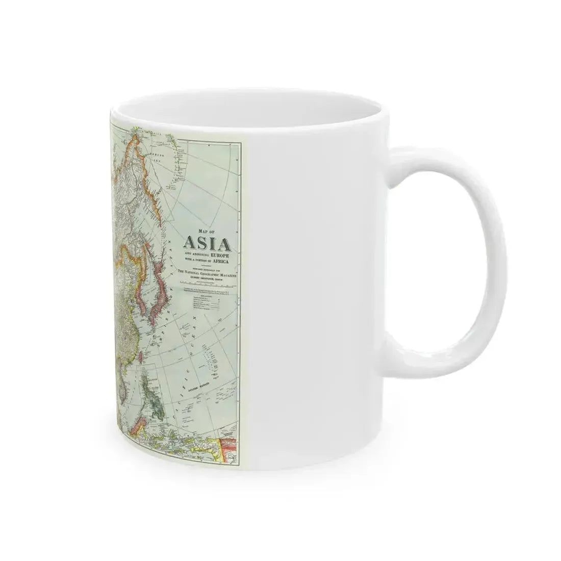 Asia and Adjoining Europe (1921) (Map) White Coffee Mug - Go Mug Yourself