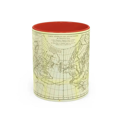 Asia - Carte Generale des Decouvertes (1892) (Map) Accent Coffee Mug 11oz Red - Go Mug Yourself