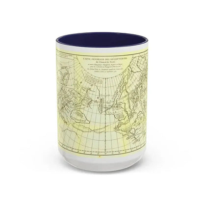 Asia - Carte Generale des Decouvertes (1892) (Map) Accent Coffee Mug 15oz Navy - Go Mug Yourself