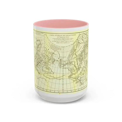 Asia - Carte Generale des Decouvertes (1892) (Map) Accent Coffee Mug 15oz Pink - Go Mug Yourself
