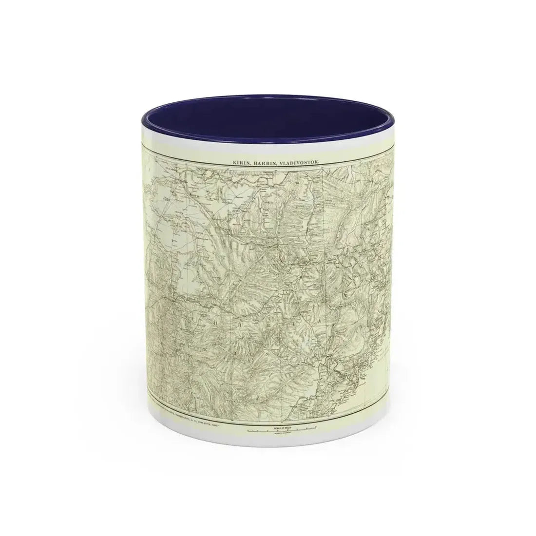 Asia - Kirin, Harbin, Vladivostok (1905) (Map) Accent Coffee Mug 11oz Navy - Go Mug Yourself