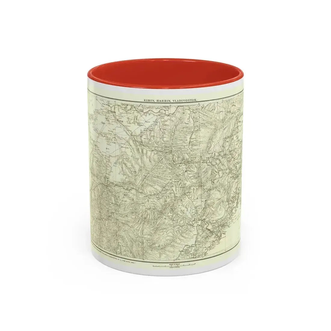 Asia - Kirin, Harbin, Vladivostok (1905) (Map) Accent Coffee Mug 11oz Red - Go Mug Yourself