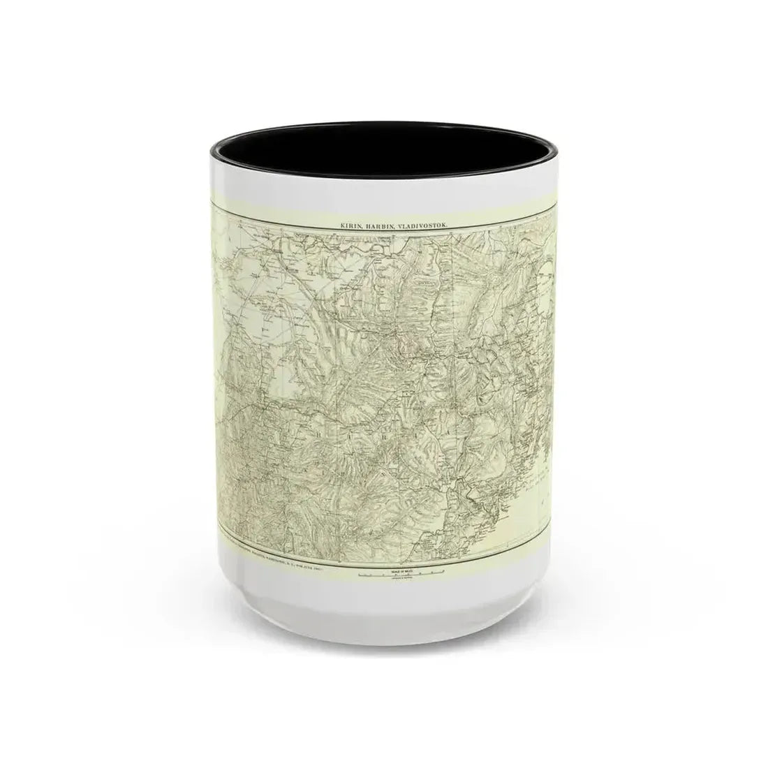 Asia - Kirin, Harbin, Vladivostok (1905) (Map) Accent Coffee Mug 15oz Black - Go Mug Yourself