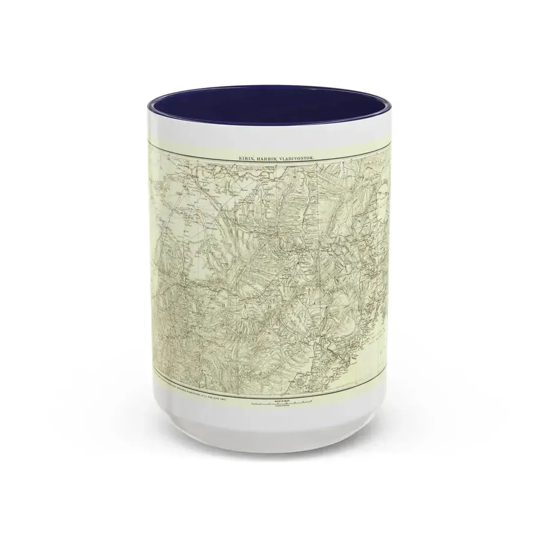 Asia - Kirin, Harbin, Vladivostok (1905) (Map) Accent Coffee Mug 15oz Navy - Go Mug Yourself