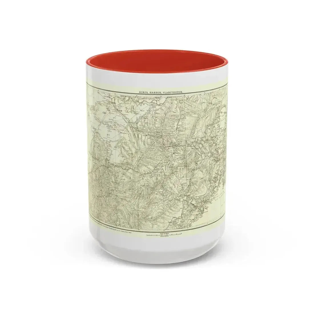 Asia - Kirin, Harbin, Vladivostok (1905) (Map) Accent Coffee Mug 15oz Red - Go Mug Yourself