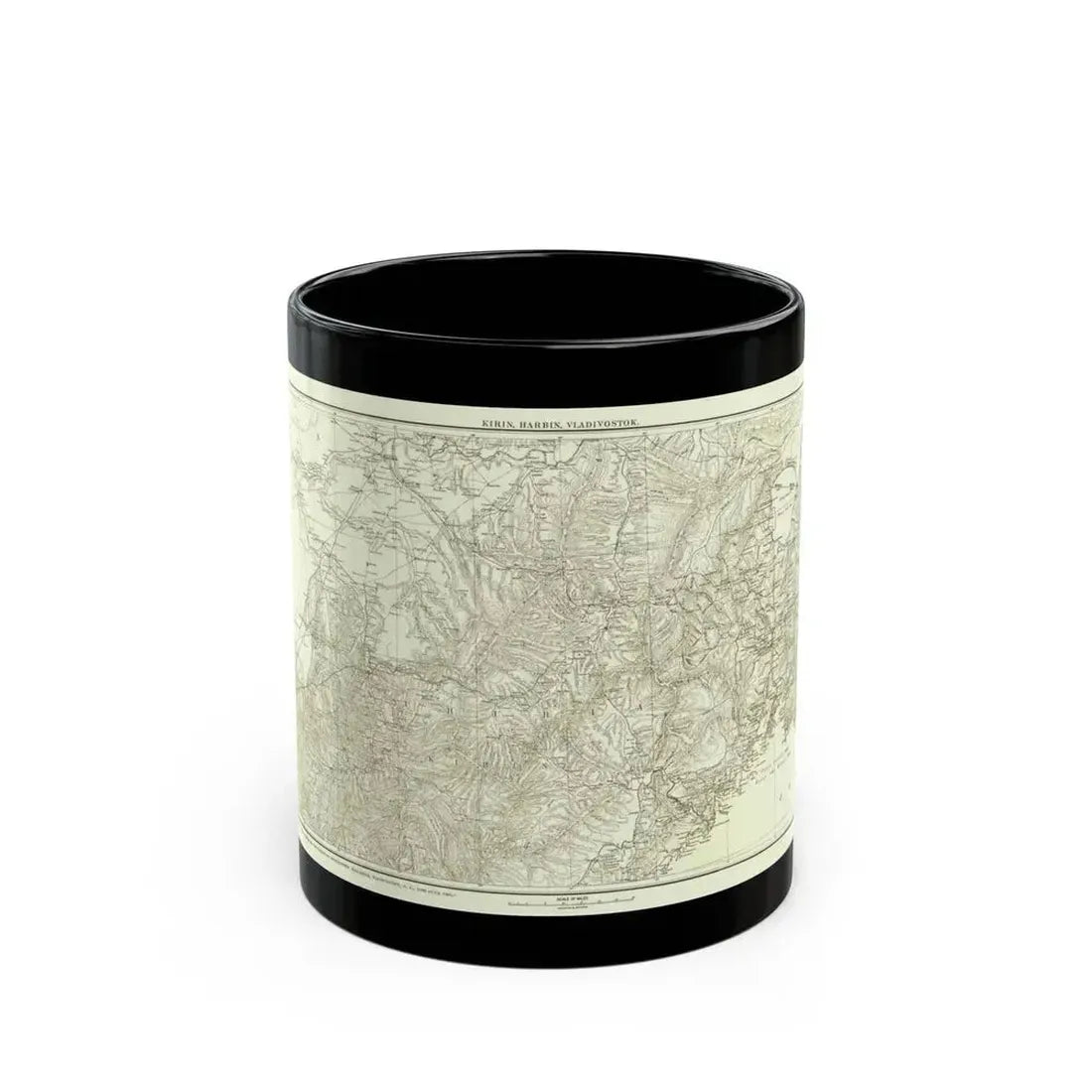 Asia - Kirin, Harbin, Vladivostok (1905) (Map) Black Coffee Mug 11oz - Go Mug Yourself