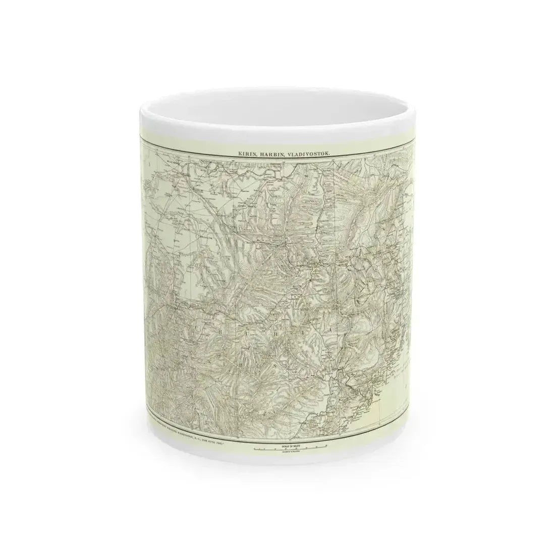 Asia - Kirin, Harbin, Vladivostok (1905) (Map) White Coffee Mug 11oz - Go Mug Yourself