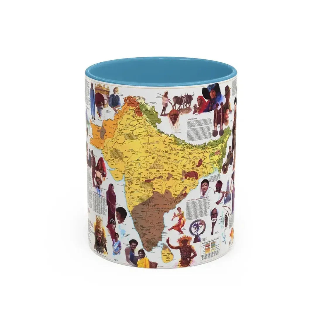 Asia - Peoples of South (1984) (Map) Accent Coffee Mug 11oz Light Blue - Go Mug Yourself