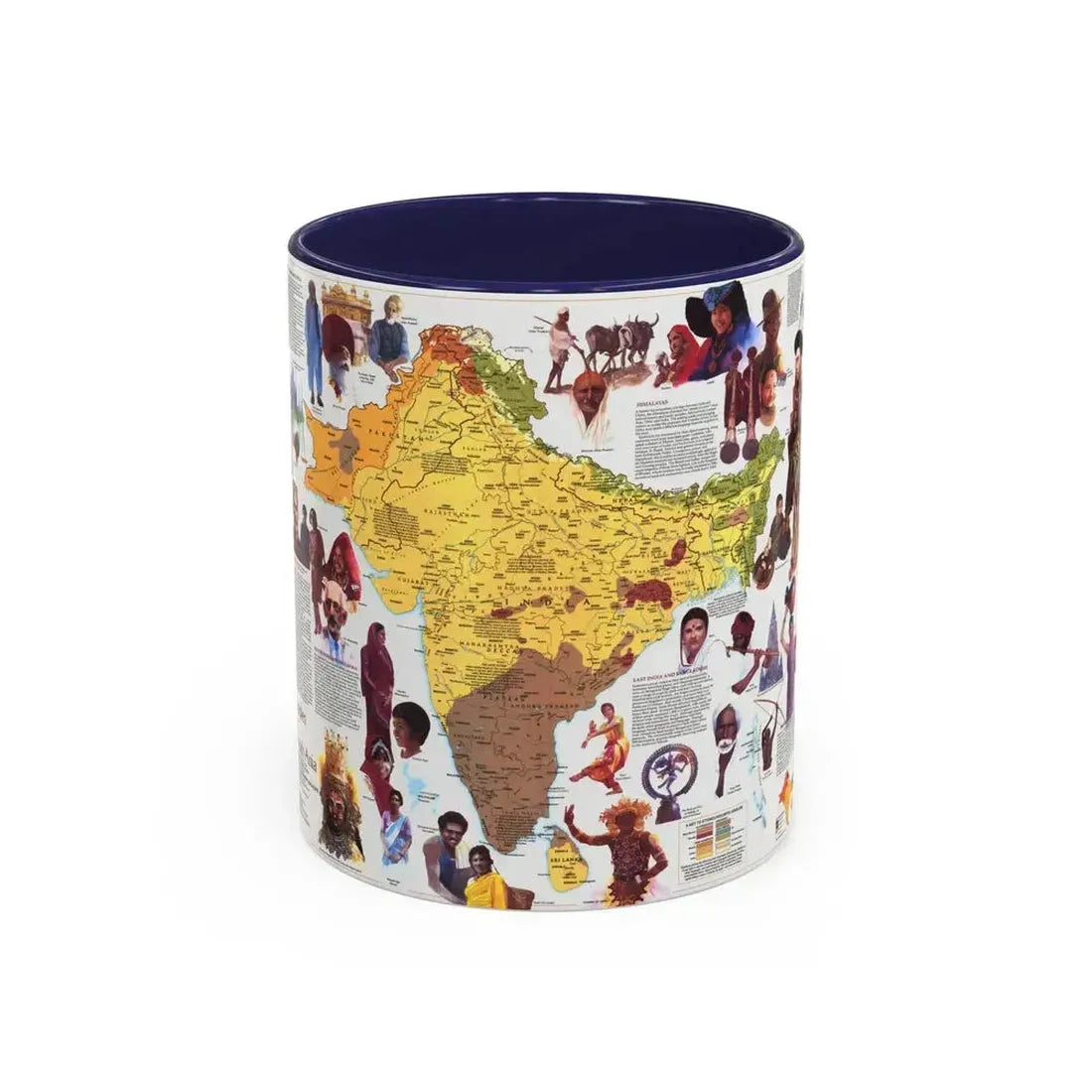 Asia - Peoples of South (1984) (Map) Accent Coffee Mug 11oz Navy - Go Mug Yourself