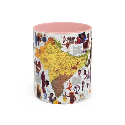 Asia - Peoples of South (1984) (Map) Accent Coffee Mug 11oz Pink - Go Mug Yourself