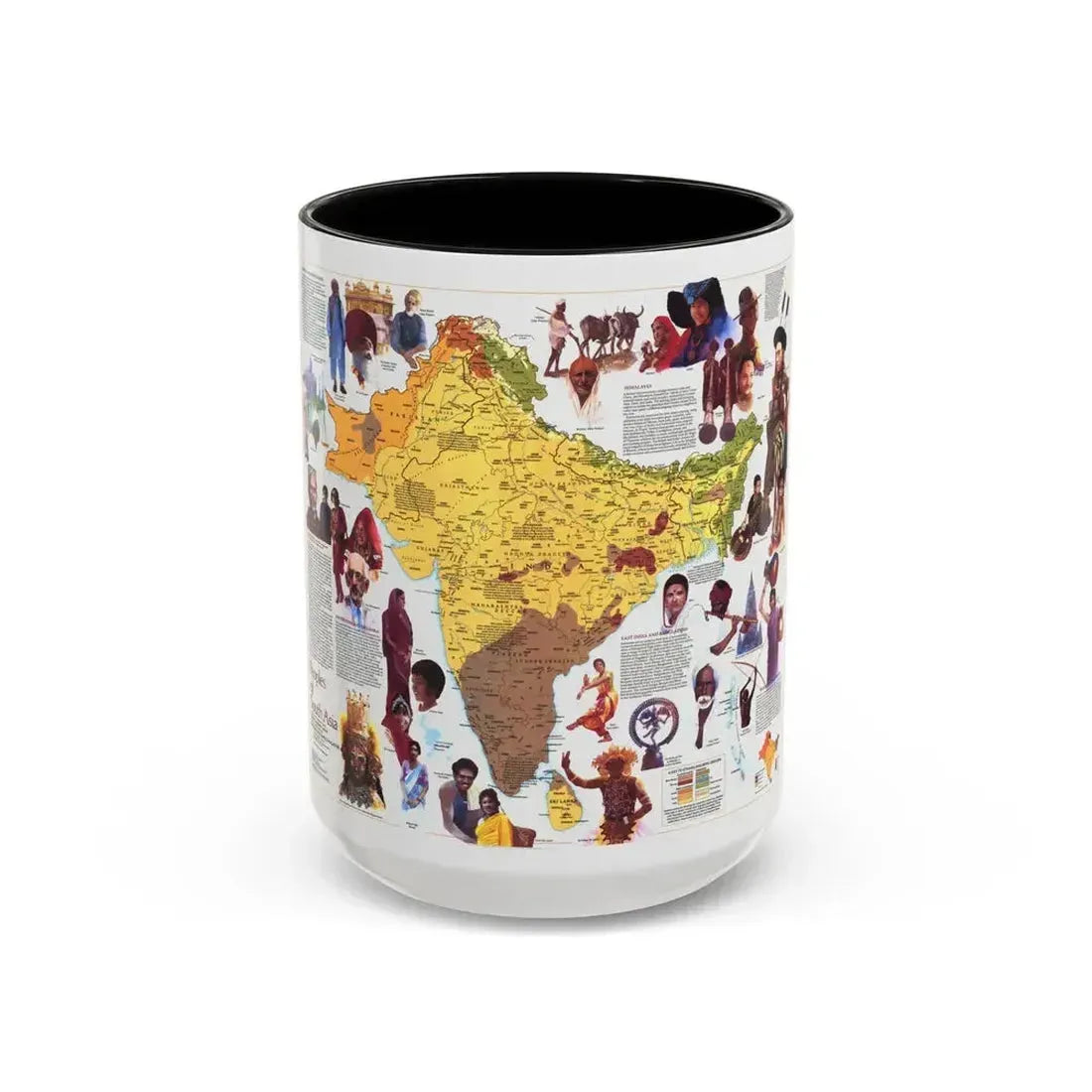Asia - Peoples of South (1984) (Map) Accent Coffee Mug 15oz Black - Go Mug Yourself