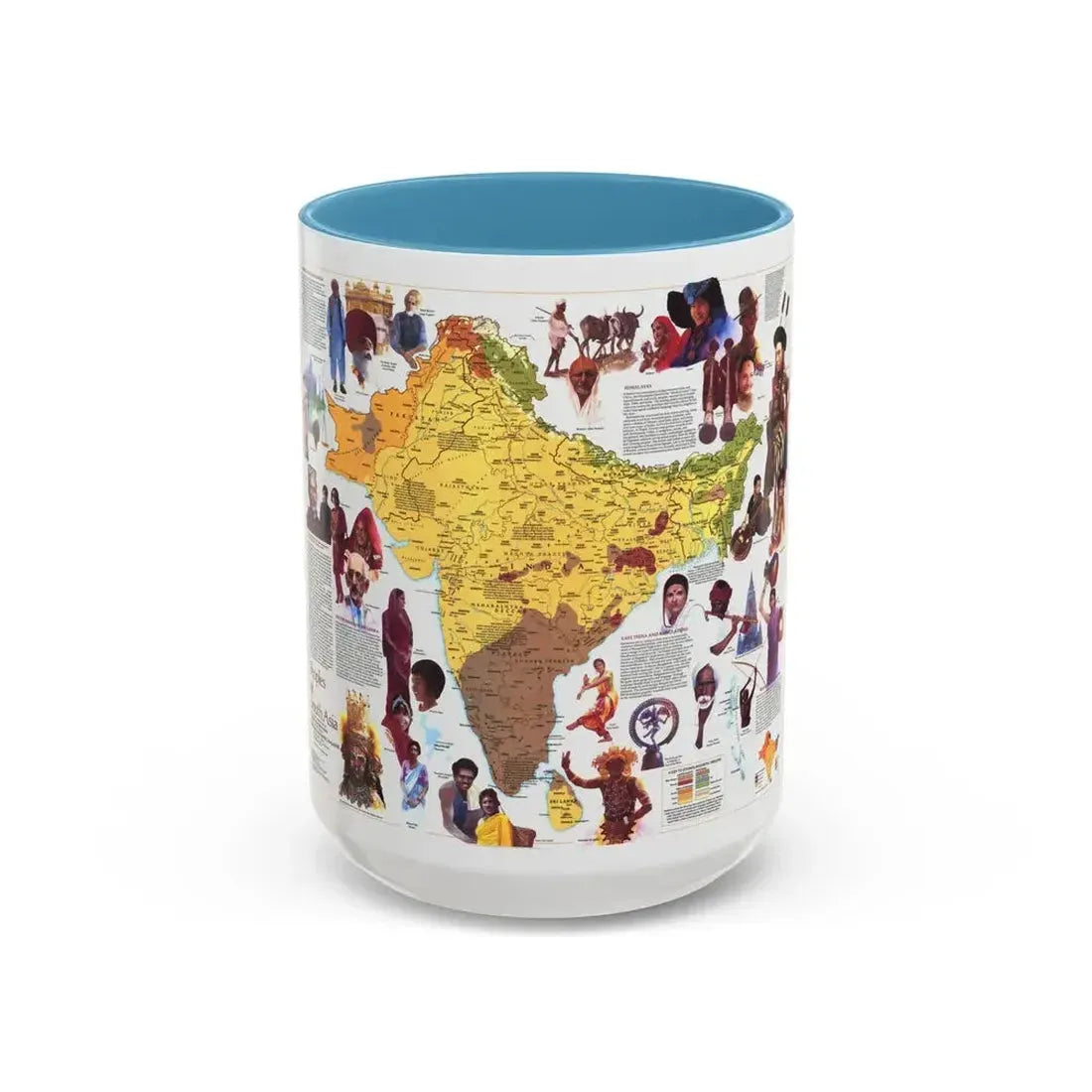 Asia - Peoples of South (1984) (Map) Accent Coffee Mug 15oz Light Blue - Go Mug Yourself