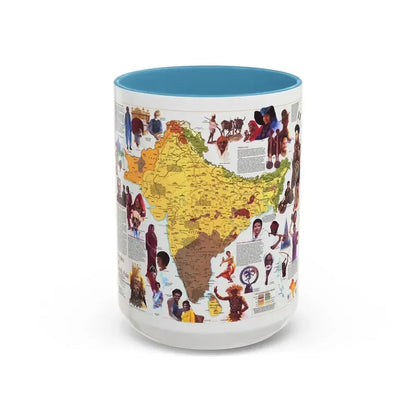 Asia - Peoples of South (1984) (Map) Accent Coffee Mug 15oz Light Blue - Go Mug Yourself