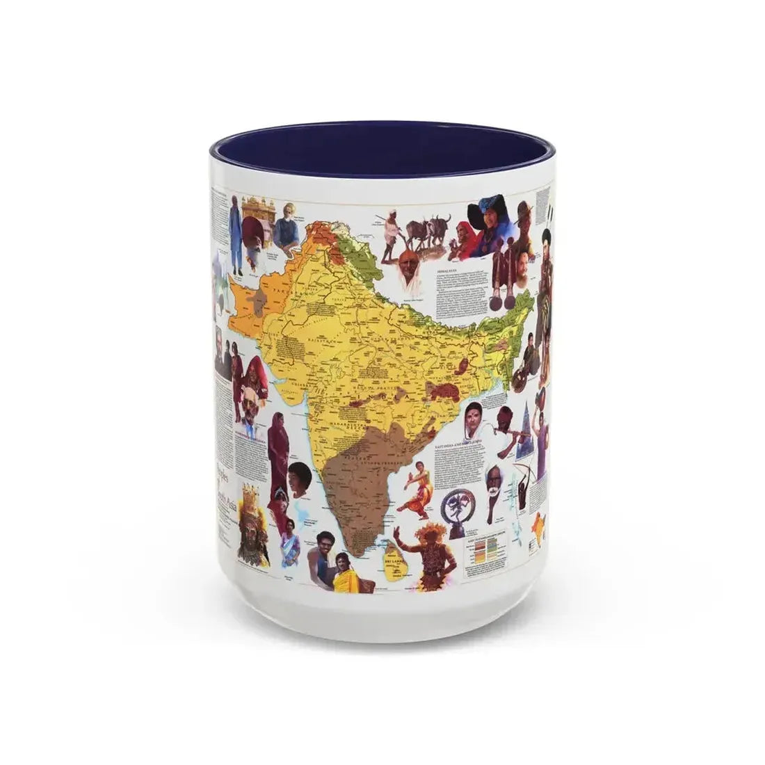 Asia - Peoples of South (1984) (Map) Accent Coffee Mug 15oz Navy - Go Mug Yourself