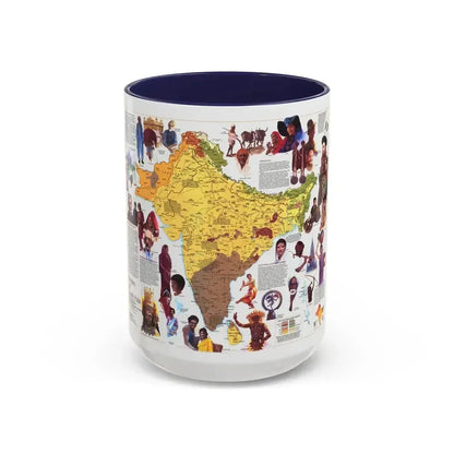 Asia - Peoples of South (1984) (Map) Accent Coffee Mug 15oz Navy - Go Mug Yourself