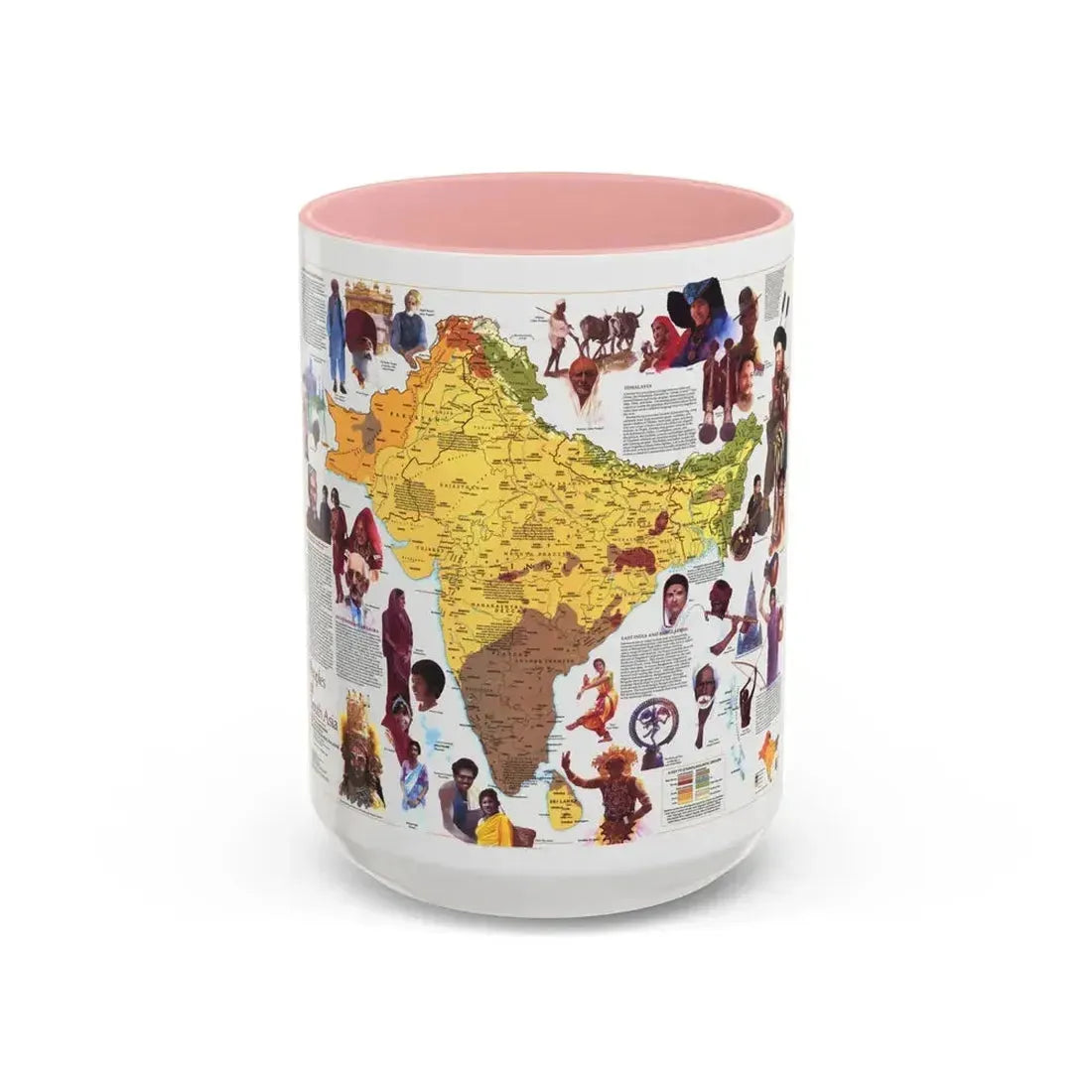 Asia - Peoples of South (1984) (Map) Accent Coffee Mug 15oz Pink - Go Mug Yourself