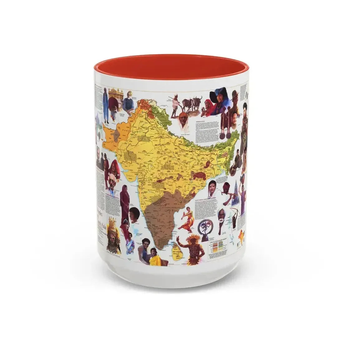 Asia - Peoples of South (1984) (Map) Accent Coffee Mug 15oz Red - Go Mug Yourself