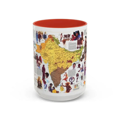Asia - Peoples of South (1984) (Map) Accent Coffee Mug 15oz Red - Go Mug Yourself