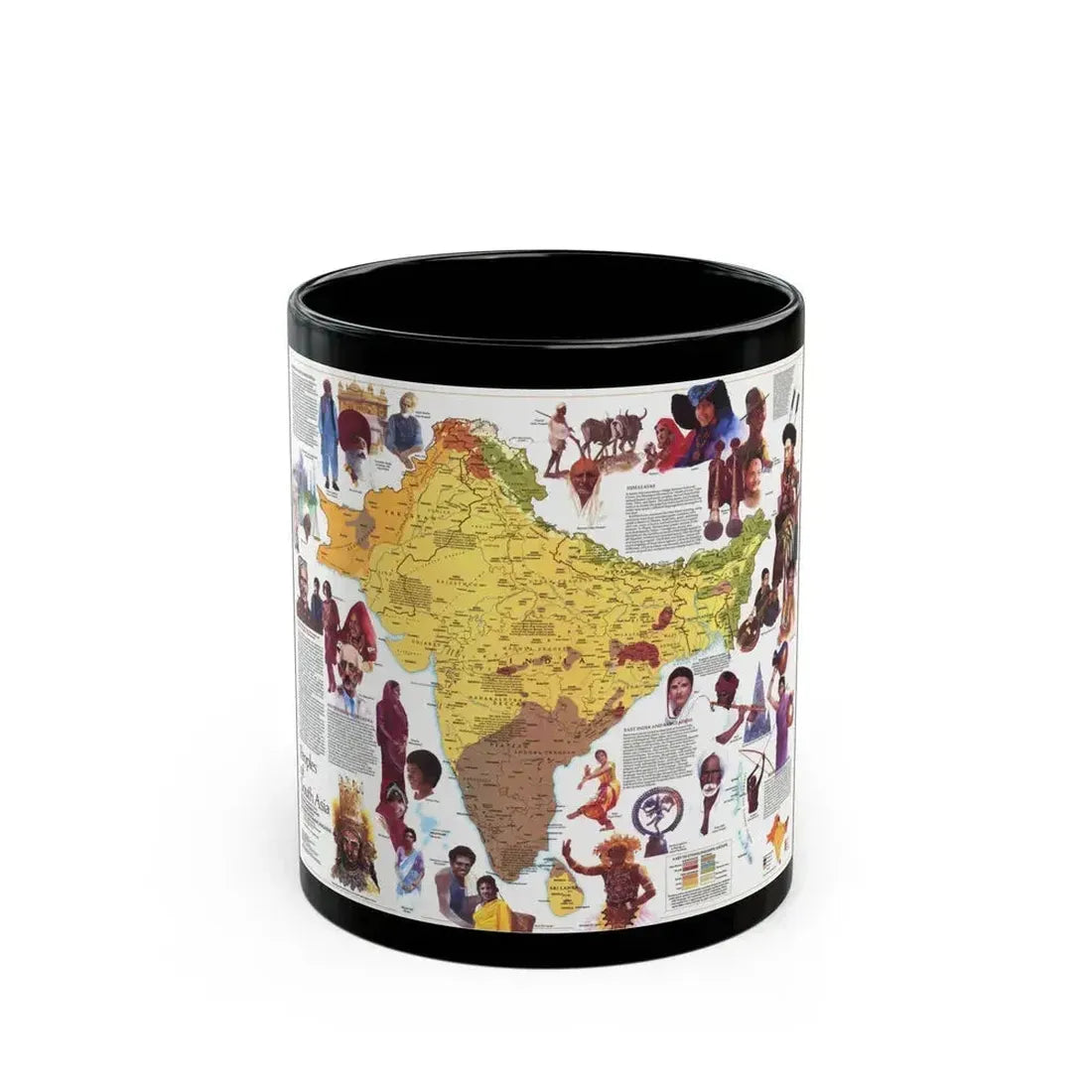 Asia - Peoples of South (1984) (Map) Black Coffee Mug 11oz - Go Mug Yourself
