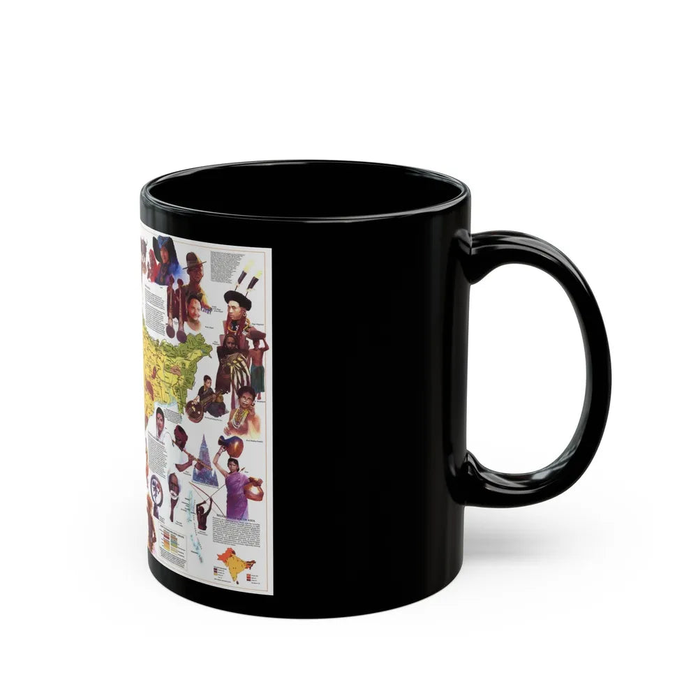 Asia - Peoples of South (1984) (Map) Black Coffee Mug-Go Mug Yourself