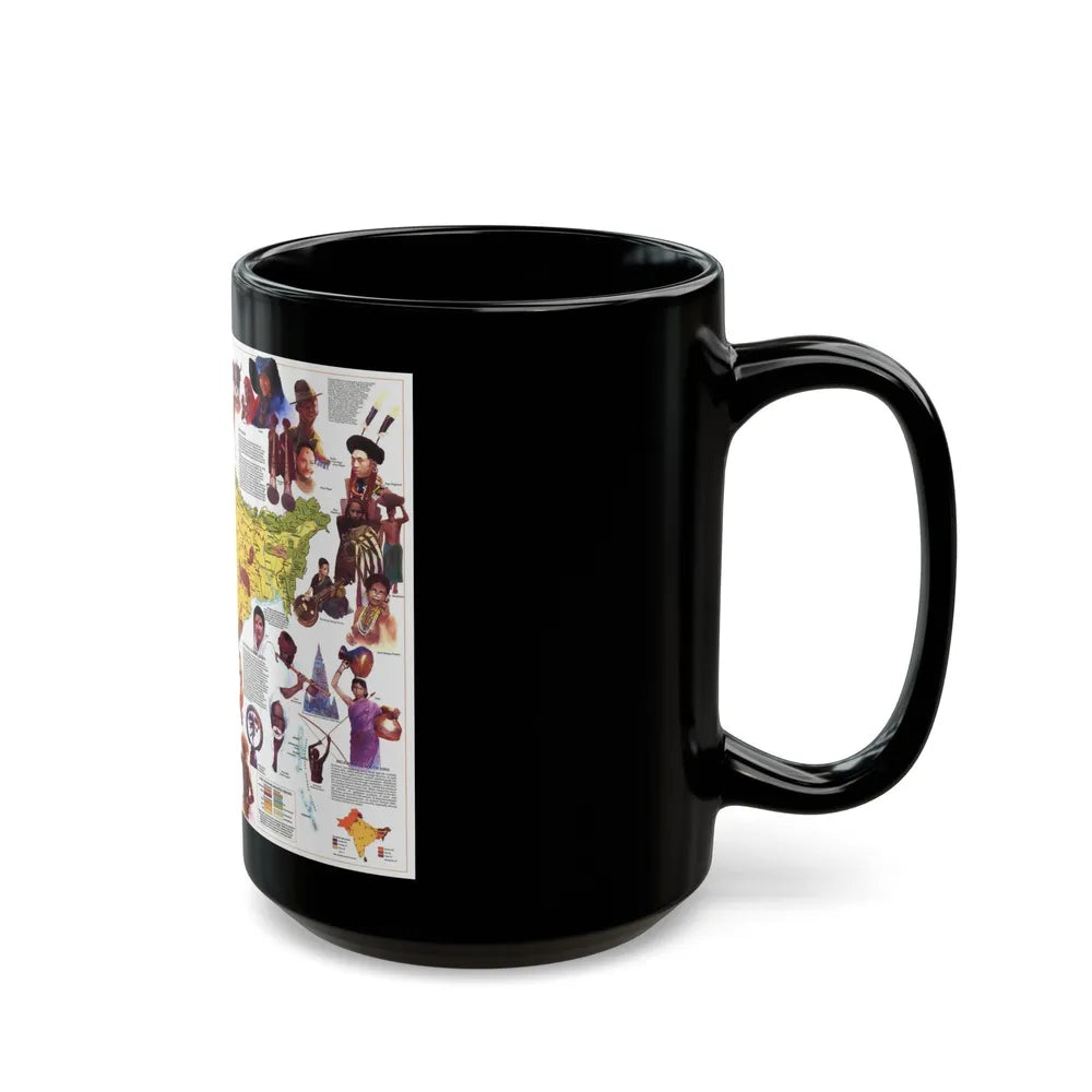 Asia - Peoples of South (1984) (Map) Black Coffee Mug-Go Mug Yourself