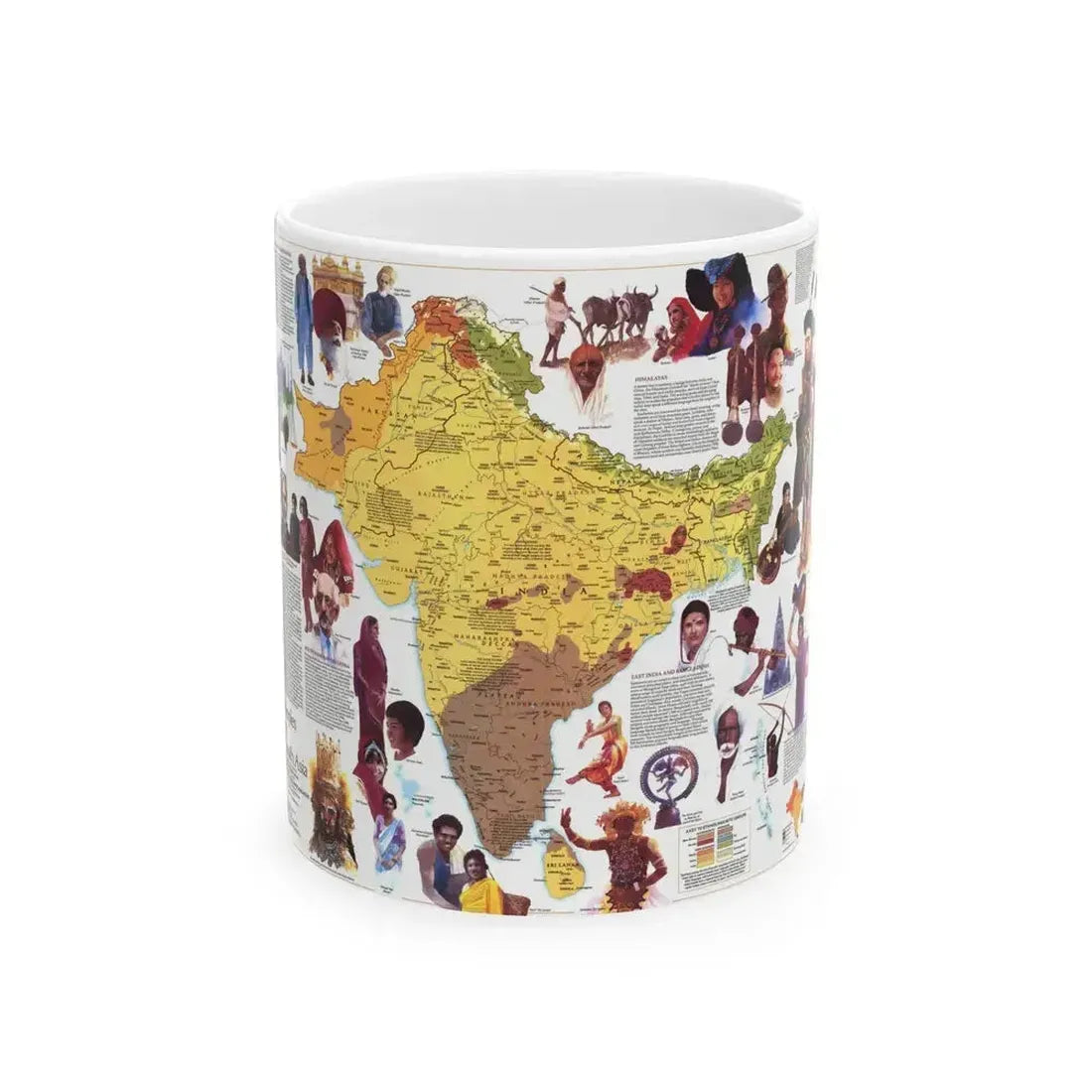 Asia - Peoples of South (1984) (Map) White Coffee Mug 11oz - Go Mug Yourself