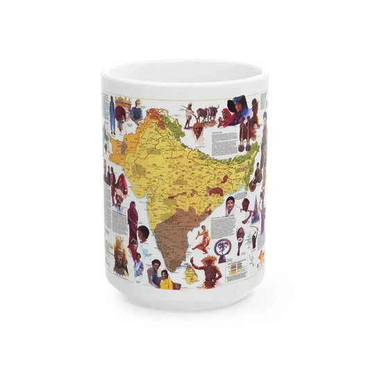 Asia - Peoples of South (1984) (Map) White Coffee Mug 15oz - Go Mug Yourself