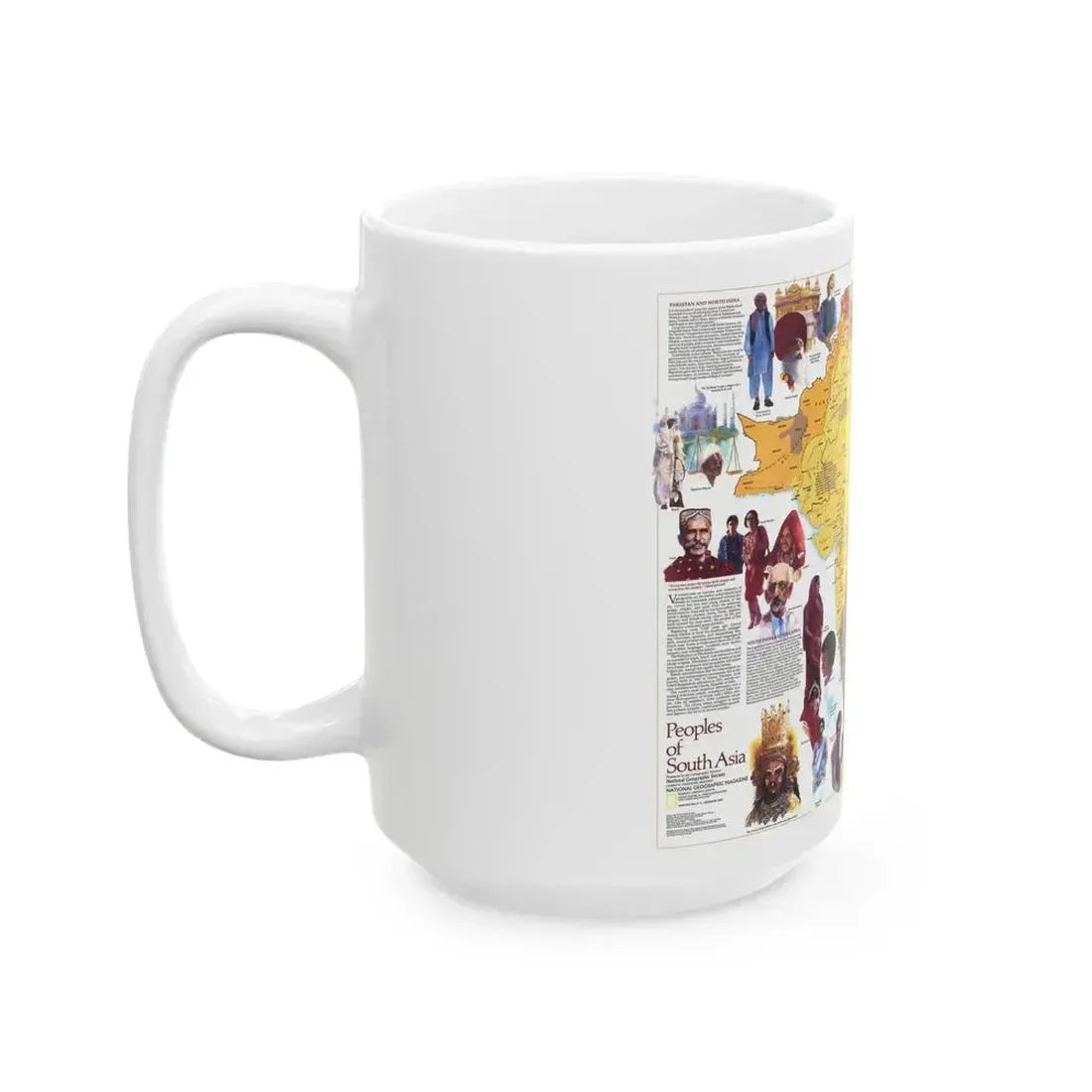 Asia - Peoples of South (1984) (Map) White Coffee Mug - Go Mug Yourself