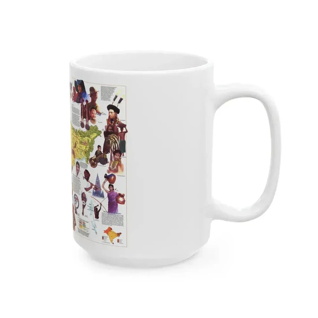 Asia - Peoples of South (1984) (Map) White Coffee Mug - Go Mug Yourself