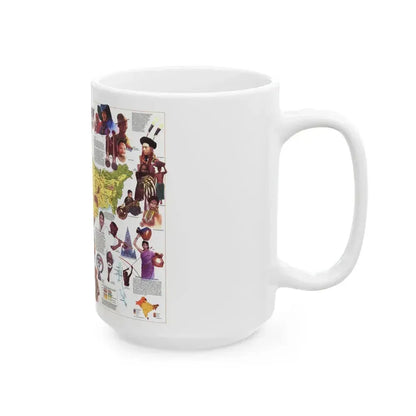 Asia - Peoples of South (1984) (Map) White Coffee Mug - Go Mug Yourself