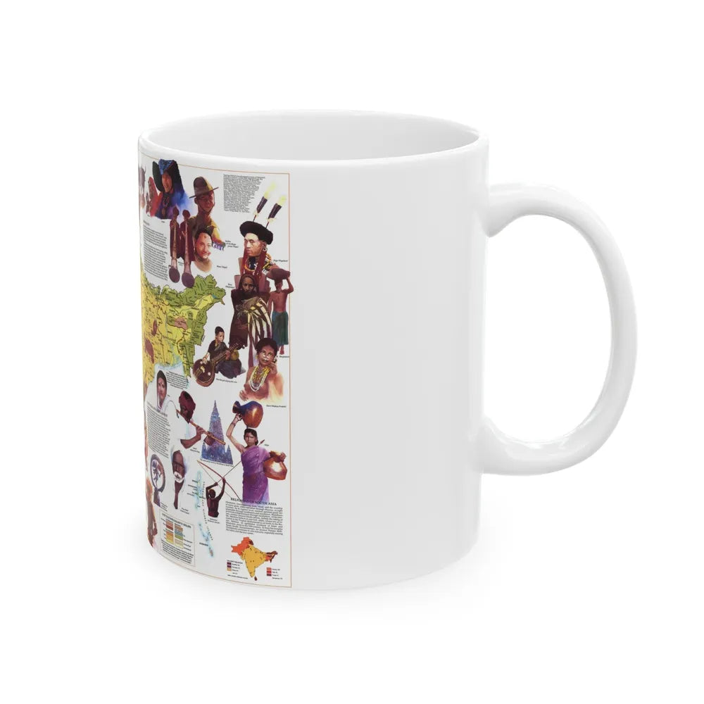 Asia - Peoples of South (1984) (Map) White Coffee Mug-Go Mug Yourself